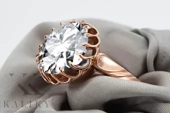 Циркон Оригинално ретро 14k розово злато Пръстен Винтидж vrc035r